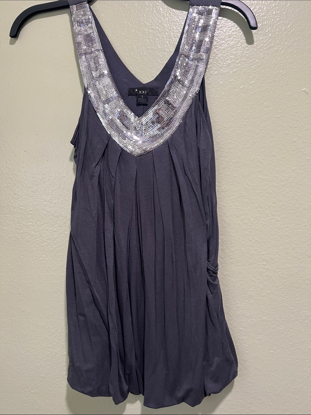 Forever 21 Charcoal Gray Sequin V-Neck Cami